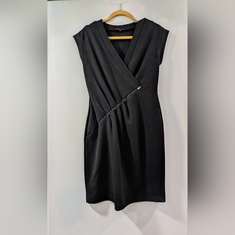 Jacob VINTAGE Black Asymmetrical Wrap Style Cocktail Dress With Ruching
